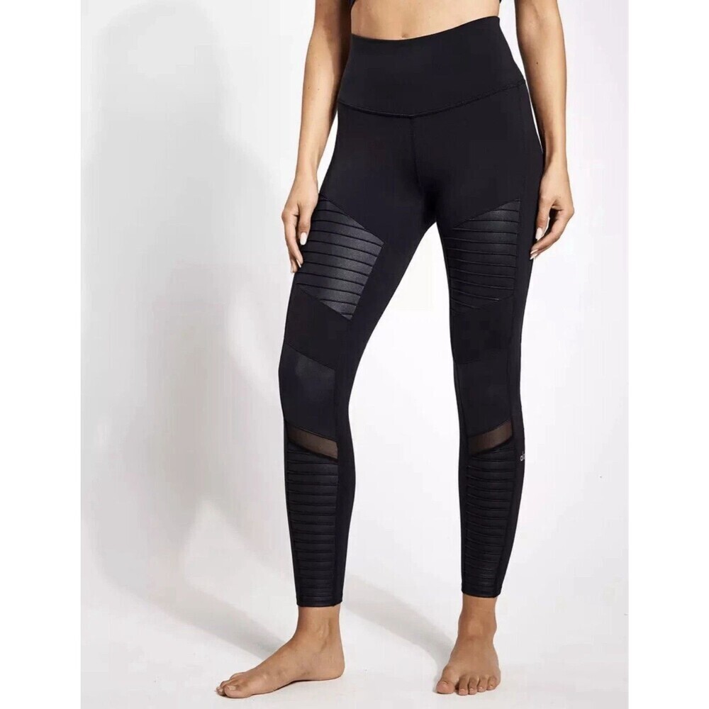 Alo Yoga 7/8 High-Waist Moto Legging Black Size XS Athletic Yoga Workout Gym - Picture 2 of 11